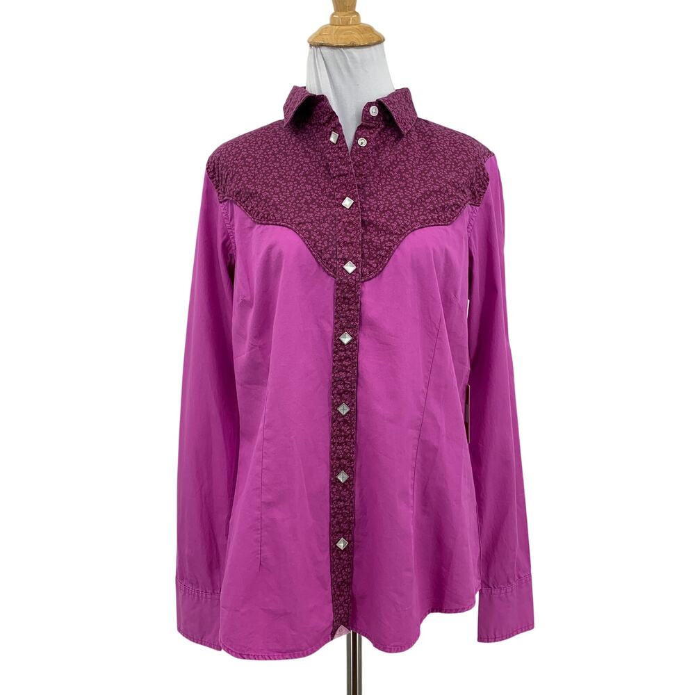 Kimes Ranch Shirt Womens M Medium Pink Birdie Western Diamond Snap Buttons Top